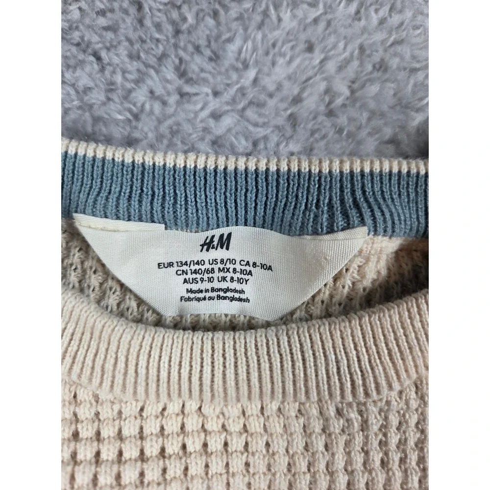 HM Boys Cream Waffle‎ Knit Sweater and Gray Skinny Jeans Set Size 8-10Y